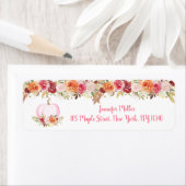 Étiquette Citrouille automne Floral rose & or Anniversaire (En situation)