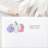 Étiquette Citrouille blanc et fleurs d'hydrangée douche nupt (En situation)