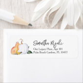 Étiquette Citrouille blanc tropical et adresse de  (En situation)