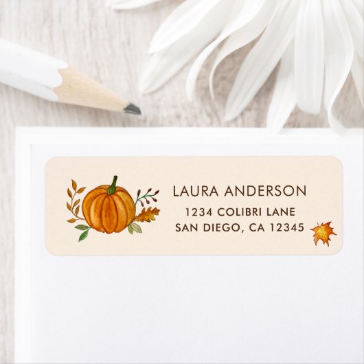Étiquette Citrouille d'automne (En situation)
