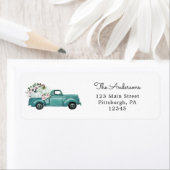 Étiquette Citrouille de camion bleu Adresse de retour (En situation)