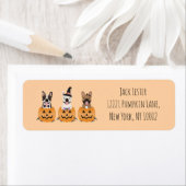 Étiquette Citrouille d'Halloween des Bulldogs français (En situation)