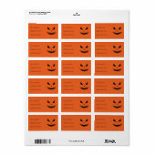 Étiquette Citrouille d'Halloween Jack O'Lantern noire orange (Feuille entière)
