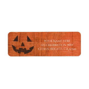 Étiquette Citrouille en bois orange fête rustique d'Hallowee