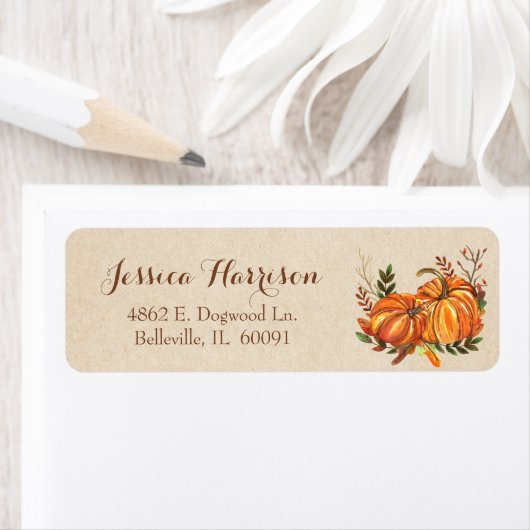 Étiquette Citrouille Feuille (En situation)