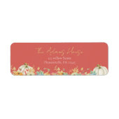 Étiquette Citrouille Floral Automne Adresse de retour (Devant)