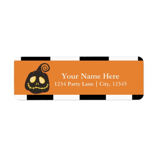 Étiquette Citrouille noire Halloween Fantaisie (Devant)