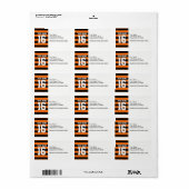 Étiquette Citrouille Orange Black Team Jersey Preppy Stripe (Feuille entière)