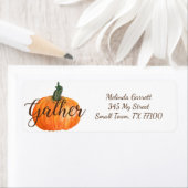 Étiquette Citrouille Rassembler Automne Thanksgiving Adresse (En situation)