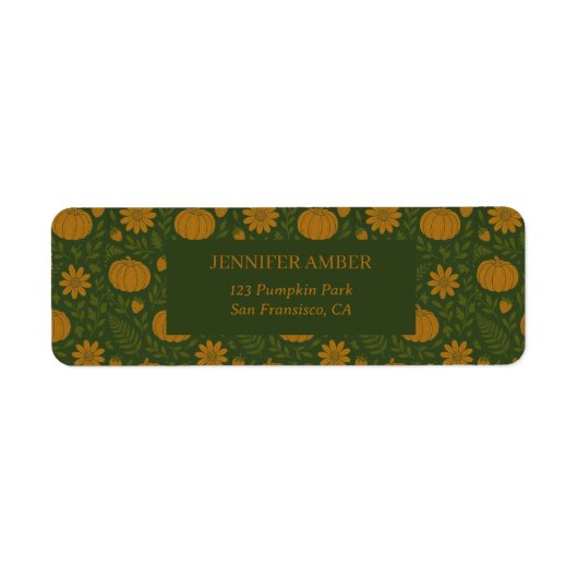 Étiquette Citrouille Rustique Automne & Automne Feuilles Cou (Devant)