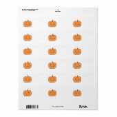 Étiquette Citrouille, Souriant. Halloween. (Feuille entière)