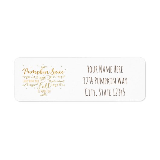 Étiquette Citrouille Spice & Everything Nice automne (Devant)