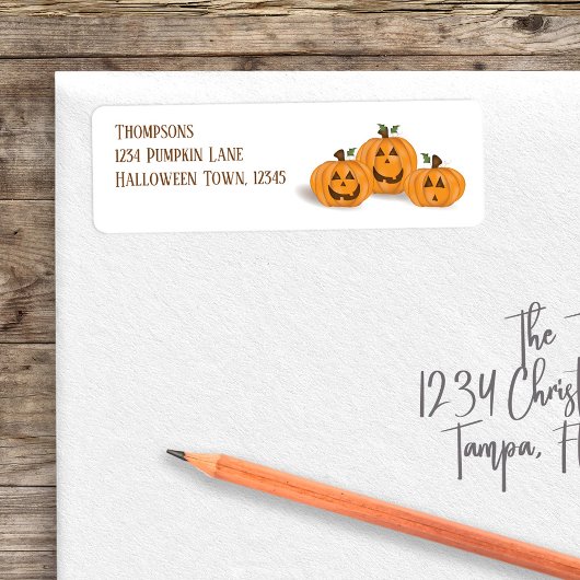 Étiquette Citrouilles d'Halloween Mignons Jack O'lanterns