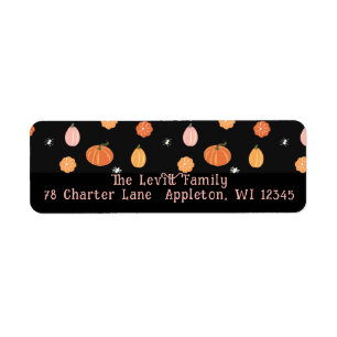 Étiquette Citrouilles d'Halloween saisonnier noir Adresse de