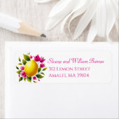 Étiquette Citrus citron rose Floral été Adresse de retour (En situation)