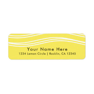 Étiquette Citrus Lemon Yellow & White Wave Modern Wedding