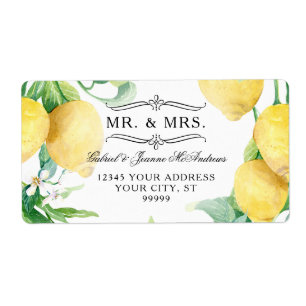 Étiquette Citrus Lemons White Floral Greenery Wreath Return
