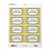 Étiquette Citrus Lime Vert Orange Jaune Chevron Zigzags (Feuille entière)