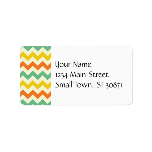 Étiquette Citrus Lime Vert Orange Jaune Chevron Zigzags (Devant)