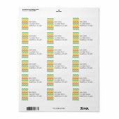 Étiquette Citrus Lime Vert Orange Jaune Chevron Zigzags (Feuille entière)