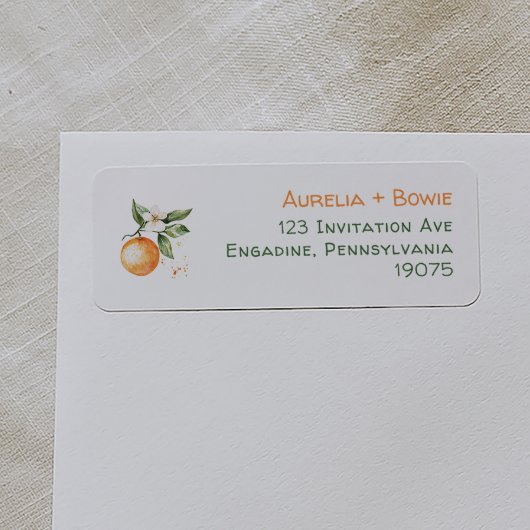 Étiquette Citrus Little Cutie Baby Shower Return Address