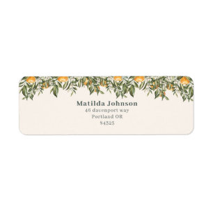 Étiquette Citrus, orange + fleur petit baby shower