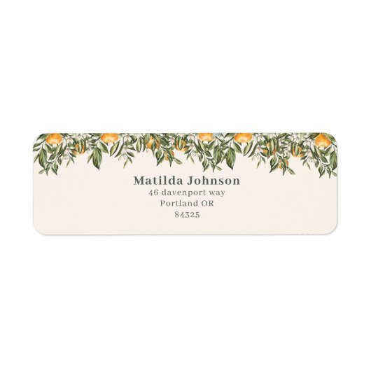 Étiquette Citrus, orange + fleur petit baby shower (Devant)
