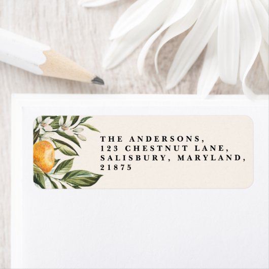 Étiquette Citrus oranger fleurir botanique rustique bridal c (En situation)