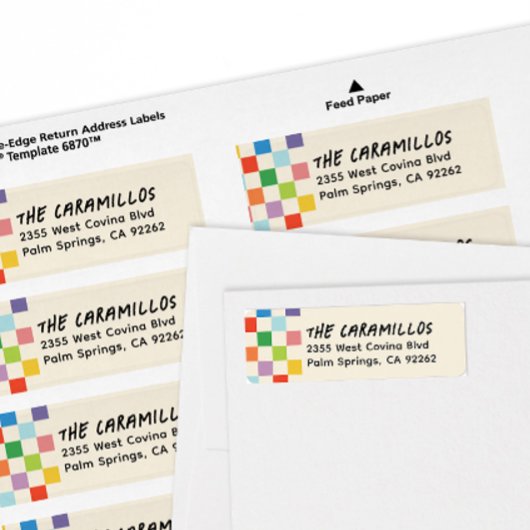 Étiquette Clair Coloré Checkerboard Adresse de retour