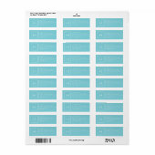 Étiquette Clair Cyan bleu & blanc Monogramme Adresse de reto (Feuille entière)
