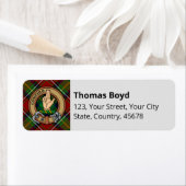 Étiquette Clan Boyd Crest sur Tartan (En situation)