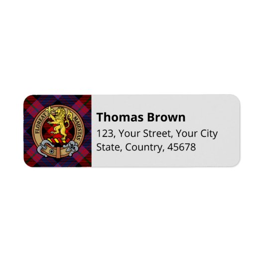 Étiquette Clan Brown Crest sur Tartan (Devant)