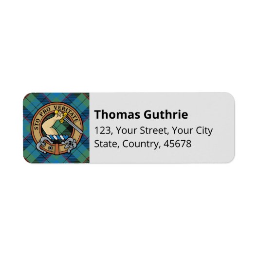 Étiquette Clan Guthrie Crest sur Tartan (Devant)