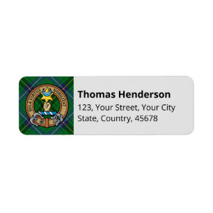 Étiquette Clan Henderson Crest sur Tartan