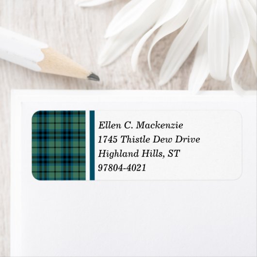 Étiquette Clan Keith Tartan écossais ancien vert et bleu (En situation)