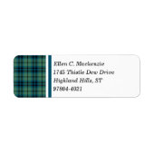 Étiquette Clan Keith Tartan écossais ancien vert et bleu (Devant)
