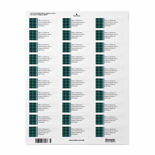 Étiquette Clan Keith Tartan écossais ancien vert et bleu (Feuille entière)