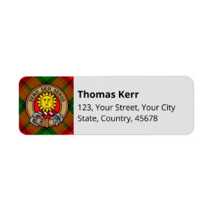 Étiquette Clan Kerr Crest sur Tartan
