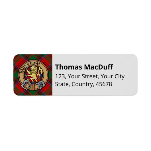 Étiquette Clan MacDuff Crest sur Tartan (Devant)