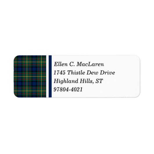 Étiquette Clan MacLaren Blue et Green Scottish Tartan (Devant)