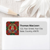 Étiquette Clan MacLean Crest sur Tartan (En situation)