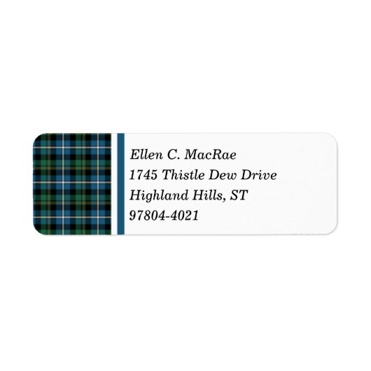 Étiquette Clan MacRae Bright Blue and Green Hunting Tartan (Devant)