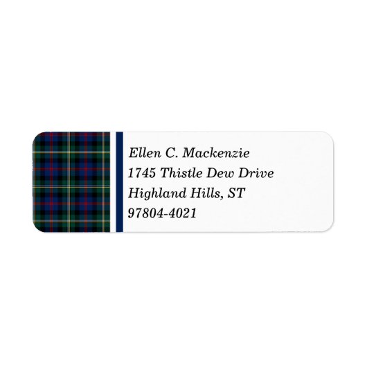 Étiquette Clan Malcolm Dark Blue et Green Scottish Tartan (Devant)
