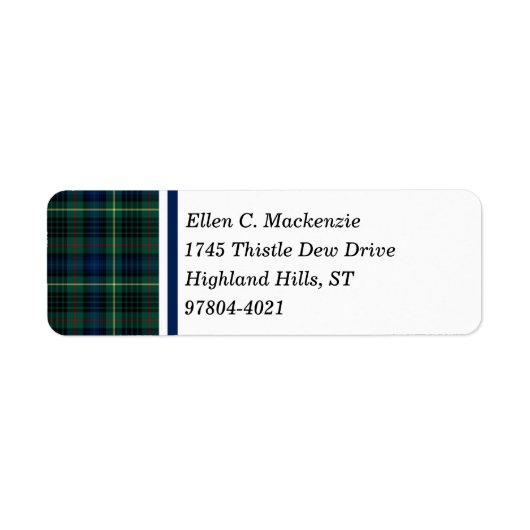 Étiquette Clan Stewart Green et Blue Hunter Tartan (Devant)