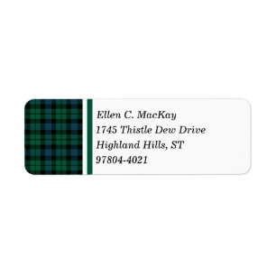 Étiquette Clan tartan écossais vert et bleu de MacKay