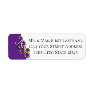 Étiquette Classe de 2018 Purple Gold Graduation