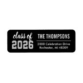 Étiquette Classe de 2025 Black Grey Graduation Return Adress (Devant)