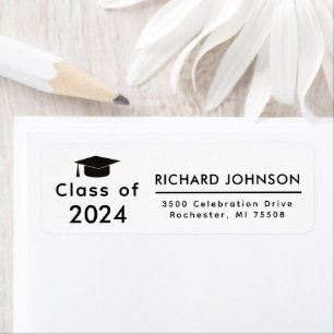 Étiquette Classe de 2026 Black White Graduation Return