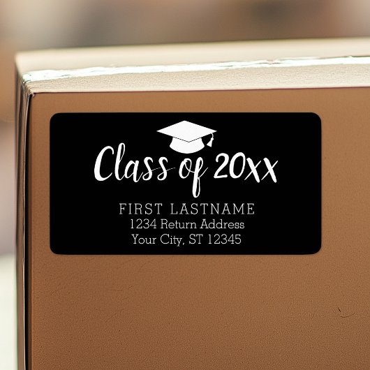 Étiquette Classe de l'année et nom - Noir peut changer de co