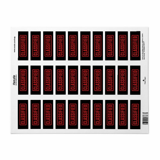 Étiquette Classé Noir (Feuille entière)